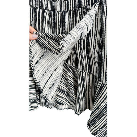 LoveShackFancy Black Cream Textured Flutter Sleeve Mini Wrap Style Dress - Picture 6 of 8